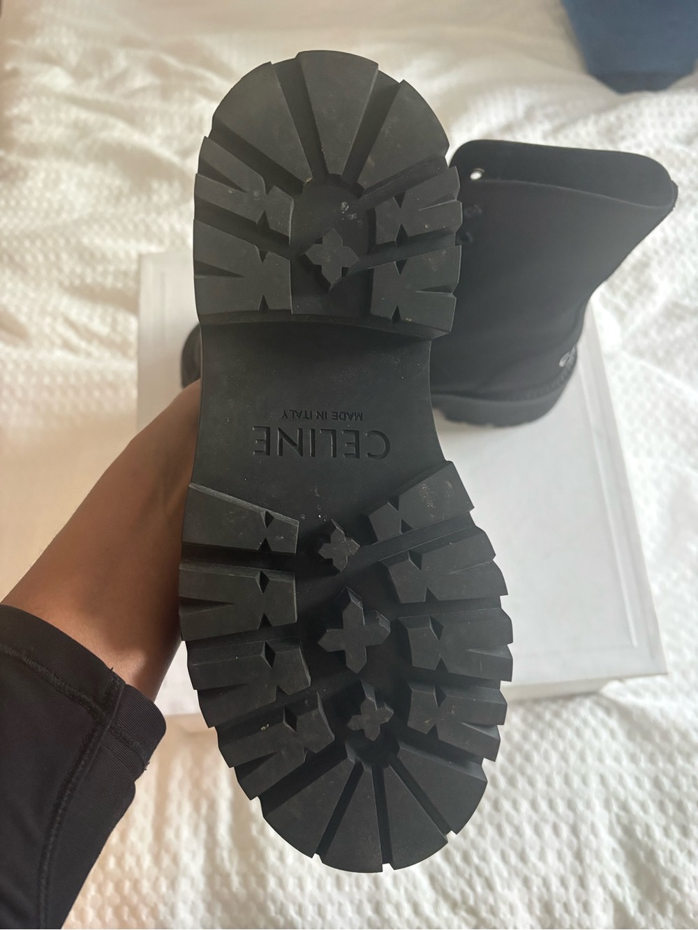 Celine Black Lace-Up Platform Combat Boots - Picture 5 of 9